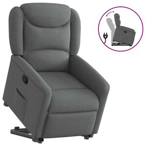 vidaXL Zvedac&iacute; polohovac&iacute; křeslo tmavě &scaron;ed&eacute; textil