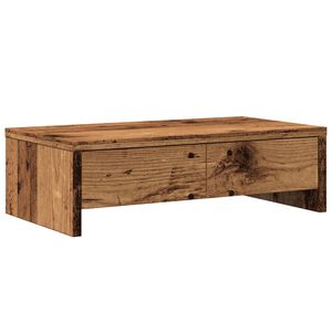 vidaXL Stojan na monitor se z&aacute;suvkami old wood 50x27x15 cm kompozit