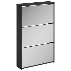 vidaXL Botn&iacute;k se zrcadlem, 3vrstv&yacute;, čern&yacute;, 63 x 17 x 102,5 cm