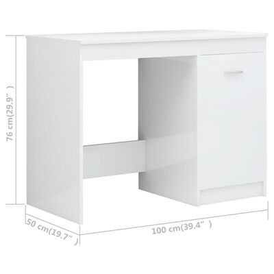 vidaXL Psací stůl bílý s vysokým leskem 140 x 50 x 76 cm dřevotříska