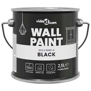 vidaXL Barva na stěny Čern&aacute; 2,5 L Tisk na zeď