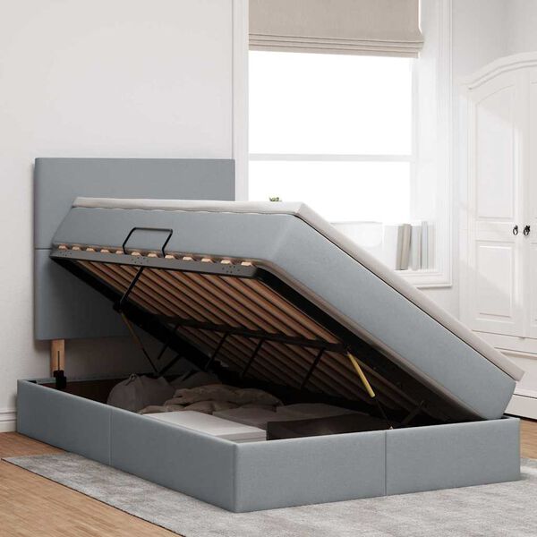 vidaXL Postel s &uacute;ložn&yacute;m prostorem a LED osvětlen&iacute;m s LED Světle &scaron;ed&aacute;