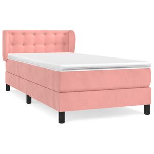 vidaXL Box spring postel s matrac&iacute; růžov&aacute; 80 x 200 cm samet