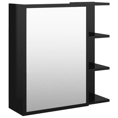 vidaXL Zrcadlová skříňka černá vysoký lesk 62,5x20,5x64 cm dřevotříska