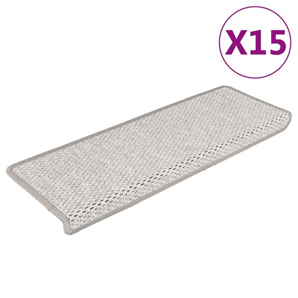 vidaXL Samolepic&iacute; n&aacute;&scaron;lapy na schody sisal 15 ks 65 x 21 x 4 cm platina