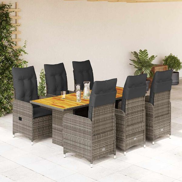 vidaXL 7d&iacute;ln&yacute; zahradn&iacute; bistro set s podu&scaron;kami &scaron;ed&yacute; polyratan