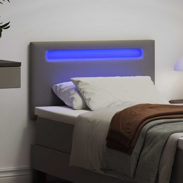 vidaXL LED hlavov&aacute; deska &Scaron;ed&aacute; 90 cm Uměl&aacute; kůže