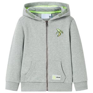 Dětsk&aacute; mikina s kapuc&iacute; na zip světle khaki melanž 104