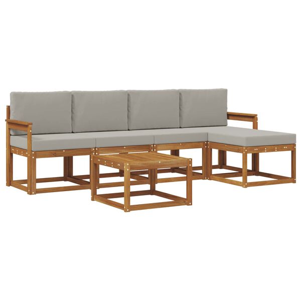 vidaXL Venkovn&iacute; pohovkov&aacute; souprava 6 pcs Př&iacute;rodn&iacute; a světle &scaron;ed&aacute;