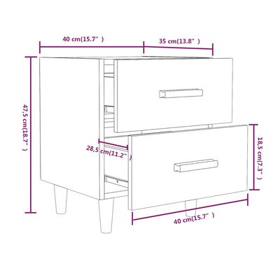 vidaXL Noční stolek bílý s vysokým leskem 40 x 35 x 47,5 cm