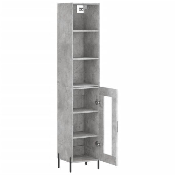 vidaXL Skř&iacute;ň highboard betonově &scaron;ed&aacute; 34,5x34x180 cm kompozitn&iacute; dřevo