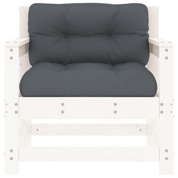 vidaXL Zahradn&iacute; židle s podu&scaron;kami 2 ks b&iacute;l&eacute; masivn&iacute; borov&eacute; dřevo