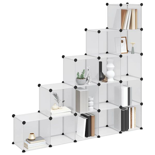 vidaXL &Uacute;ložn&yacute; organiz&eacute;r s 15 kostkami průhledn&yacute; PP