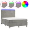 vidaXL Box spring postel s matrac&iacute; a LED světle &scaron;ed&aacute; 140x190 cm samet