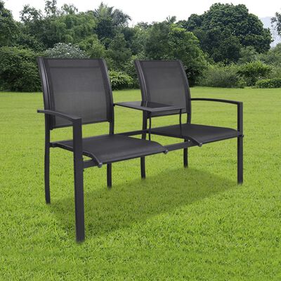 vidaXL 2místná zahradní lavice 131 cm ocel a textilen černá