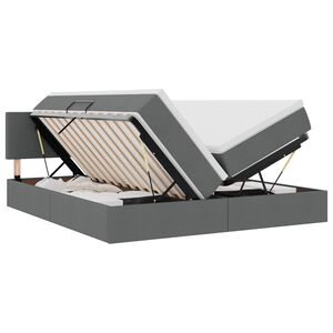 vidaXL Postel s &uacute;ložn&yacute;m prostorem Tmavě &scaron;ed&aacute; 200 x 200 cm Uměl&aacute; kůže