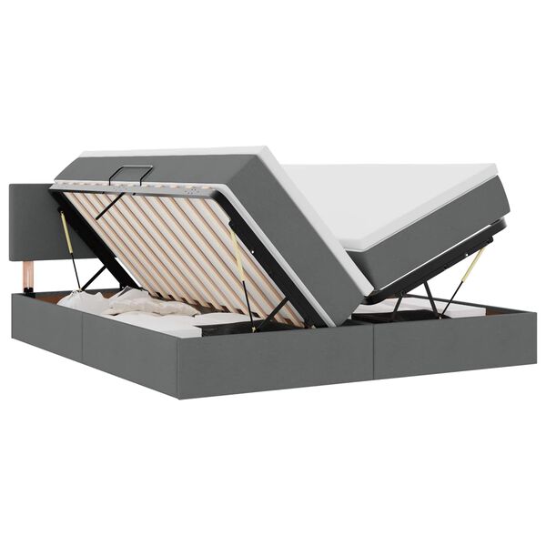 vidaXL Postel s &uacute;ložn&yacute;m prostorem Tmavě &scaron;ed&aacute; 200 x 200 cm Uměl&aacute; kůže