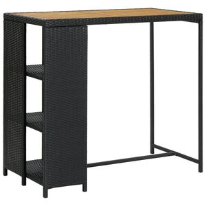 vidaXL Barov&yacute; stolek s &uacute;ložn&yacute;m reg&aacute;lem čern&yacute; 120x60x110 cm polyratan