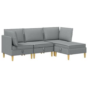 vidaXL Modul&aacute;rn&iacute; pohovka se storage 4 ks Světle &scaron;ed&aacute; Textil