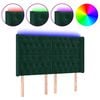 vidaXL Čelo postele s LED tmavě zelen&eacute; 147 x 16 x 118/128 cm samet