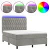 vidaXL Box spring postel s matrac&iacute; a LED světle &scaron;ed&aacute; 140x190 cm samet