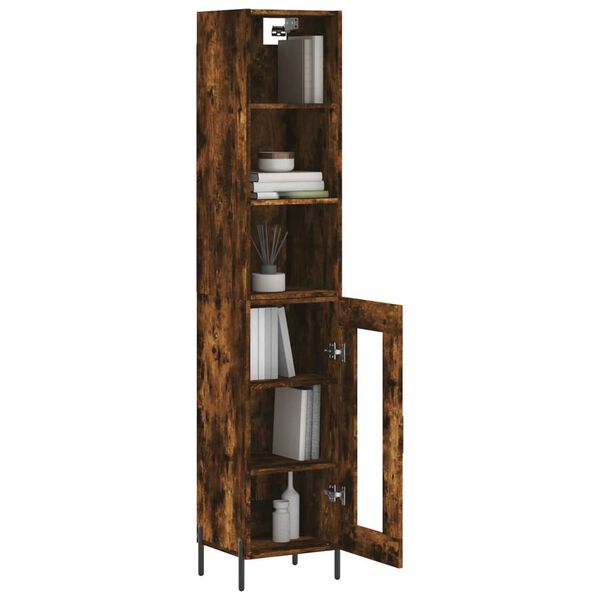 vidaXL Skř&iacute;ň highboard kouřov&yacute; dub 34,5 x 34 x 180 cm kompozitn&iacute; dřevo