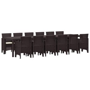 vidaXL Zahradn&iacute; j&iacute;deln&iacute; souprava 13 pcs Hněd&aacute; Ratan Polt