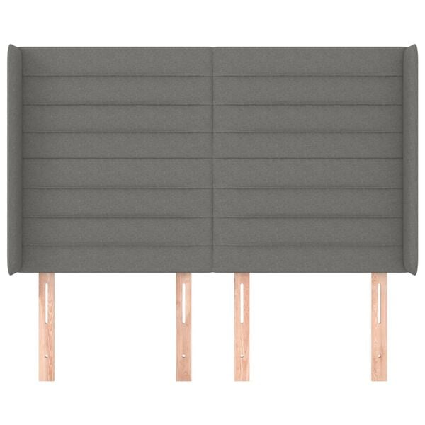 vidaXL Čelo postele typu u&scaron;&aacute;k tmavě &scaron;ed&eacute; 147x16x118/128 cm textil