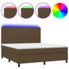 vidaXL Box spring postel s matrac&iacute; a LED tmavě hněd&aacute; 160x200 cm textil