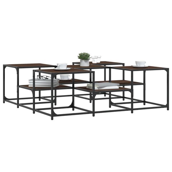 vidaXL Konferenčn&iacute; stolek hněd&yacute; dub 121 x 121 x 40 cm kompozitn&iacute; dřevo