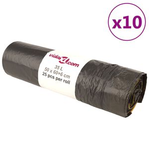 vidaXL Pytle na odpadky se stahovac&iacute;mi &scaron;ňůrkami 250 ks čern&eacute; 35 l