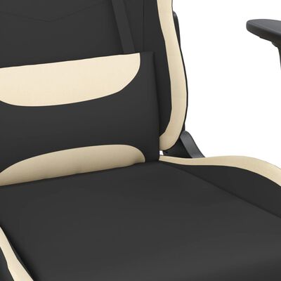 vidaXL Masážní herní židle s podnožkou černá a krémová textil
