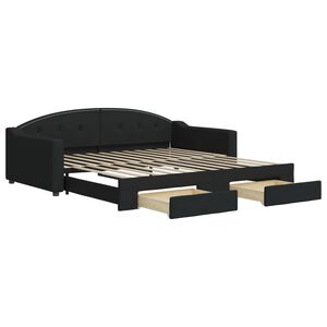 vidaXL V&aacute;lenda s přist&yacute;lkou a z&aacute;suvkami čern&aacute; 100 x 200 cm textil