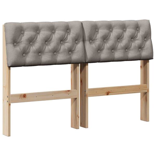 vidaXL Čalouněn&eacute; čelo postele Taupe 120 cm Masivn&iacute; borov&eacute; dřevo