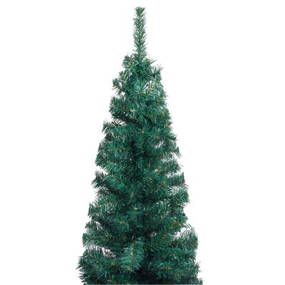 vidaXL Úzký umělý vánoční stromek s LED a sadou koulí zelený 120 cm