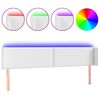 vidaXL Čelo postele s LED b&iacute;l&eacute; 203 x 16 x 78/88 cm uměl&aacute; kůže