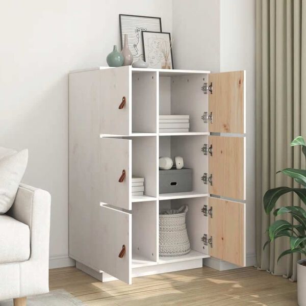 vidaXL Skříň highboard bílá 67 x 40 x 108,5 cm masivní borové dřevo