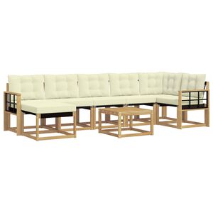 vidaXL Venkovn&iacute; pohovkov&aacute; souprava s pol&scaron;t&aacute;řem 8 pcs B&iacute;l&aacute; a kr&eacute;mov&aacute;