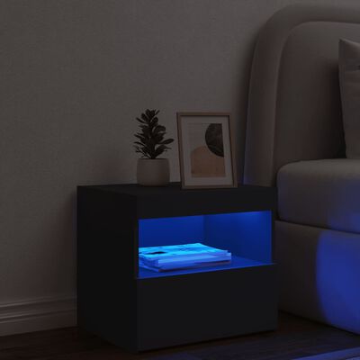 vidaXL Noční stolek s LED osvětlením černý 50 x 40 x 45 cm