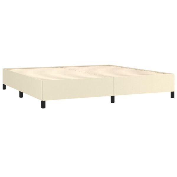 vidaXL R&aacute;m postele kr&eacute;mov&aacute; 200 x 200 cm uměl&aacute; kůže