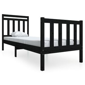 vidaXL R&aacute;m postele čern&yacute; 75 x 190 cm Small Single masivn&iacute; dřevo