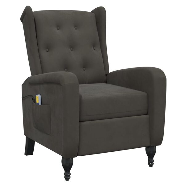 vidaXL Mas&aacute;žn&iacute; polohovac&iacute; křeslo tmavě &scaron;ed&eacute; samet