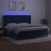 vidaXL Box spring postel s matrac&iacute; a LED tmavě modr&aacute; 200x200 cm samet
