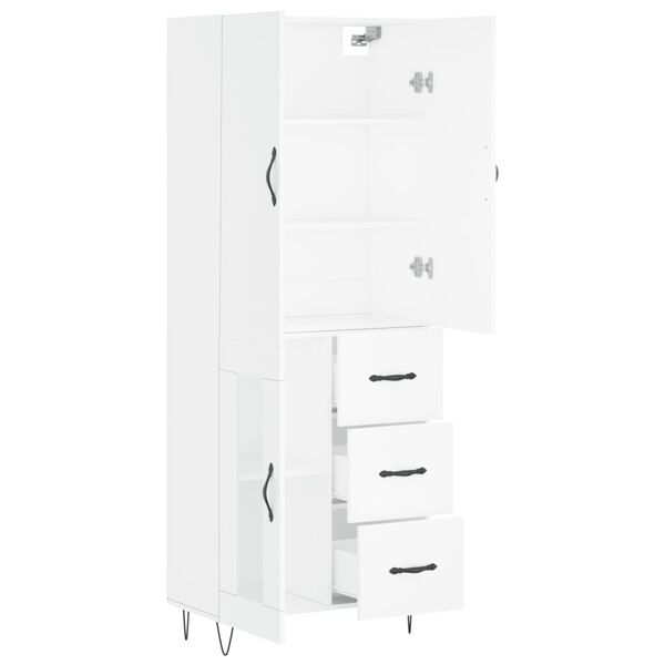 vidaXL Skř&iacute;ň highboard b&iacute;l&aacute; 69,5 x 34 x 180 cm kompozitn&iacute; dřevo