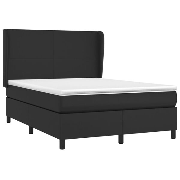 vidaXL Box spring postel s matrac&iacute; čern&aacute; 140 x 190 cm uměl&aacute; kůže