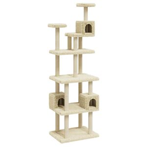 vidaXL &Scaron;krabadlo pro kočky se sisalov&yacute;mi sloupky kr&eacute;mov&eacute; 188 cm