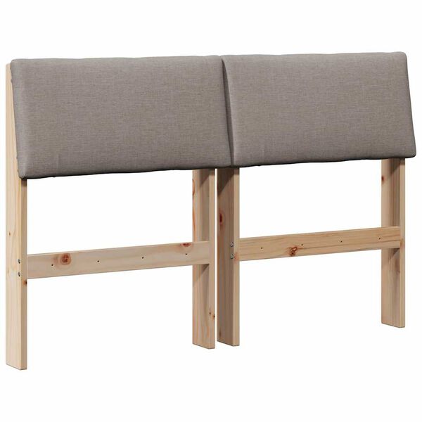 vidaXL Čalouněn&eacute; čelo postele Taupe 120 cm Masivn&iacute; borov&eacute; dřevo