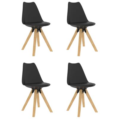 vidaXL Jídelní židle 4 ks černé PP a masivní bukové dřevo