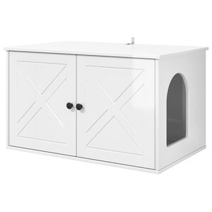 vidaXL Kočič&iacute; dům Leskl&aacute; B&iacute;l&aacute; 85 x 55 x 50,5 cm Kompozitn&iacute; dřevo