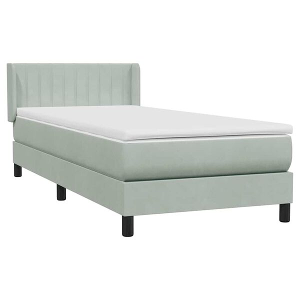 vidaXL Box spring postel s matrac&iacute; světle &scaron;ed&aacute; 90x210 cm samet